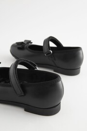 Black Matt Wide Fit (G) School Leather Bow Mary Jane Shoes - Image 5 of 7