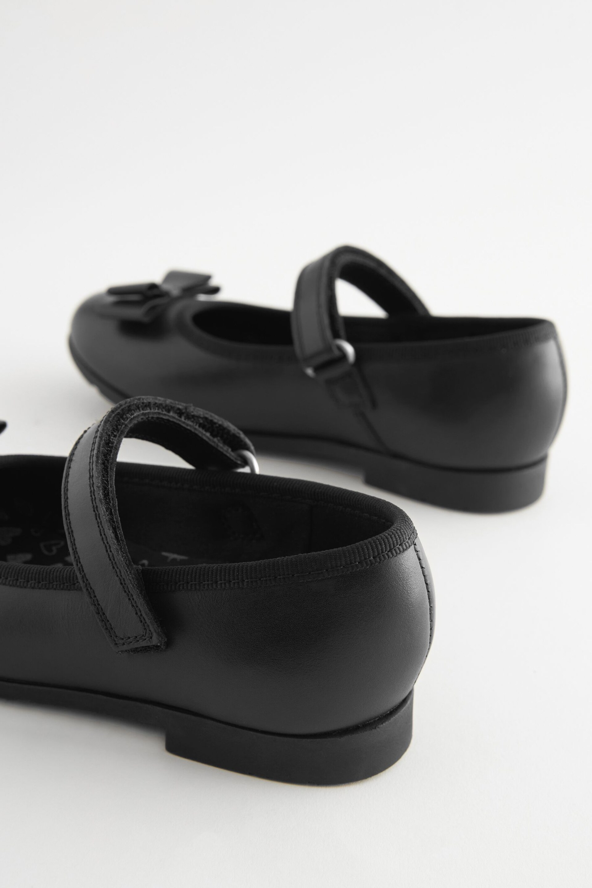 Black Wide Fit (G) School Leather Bow Mary Jane Shoes - Image 5 of 6