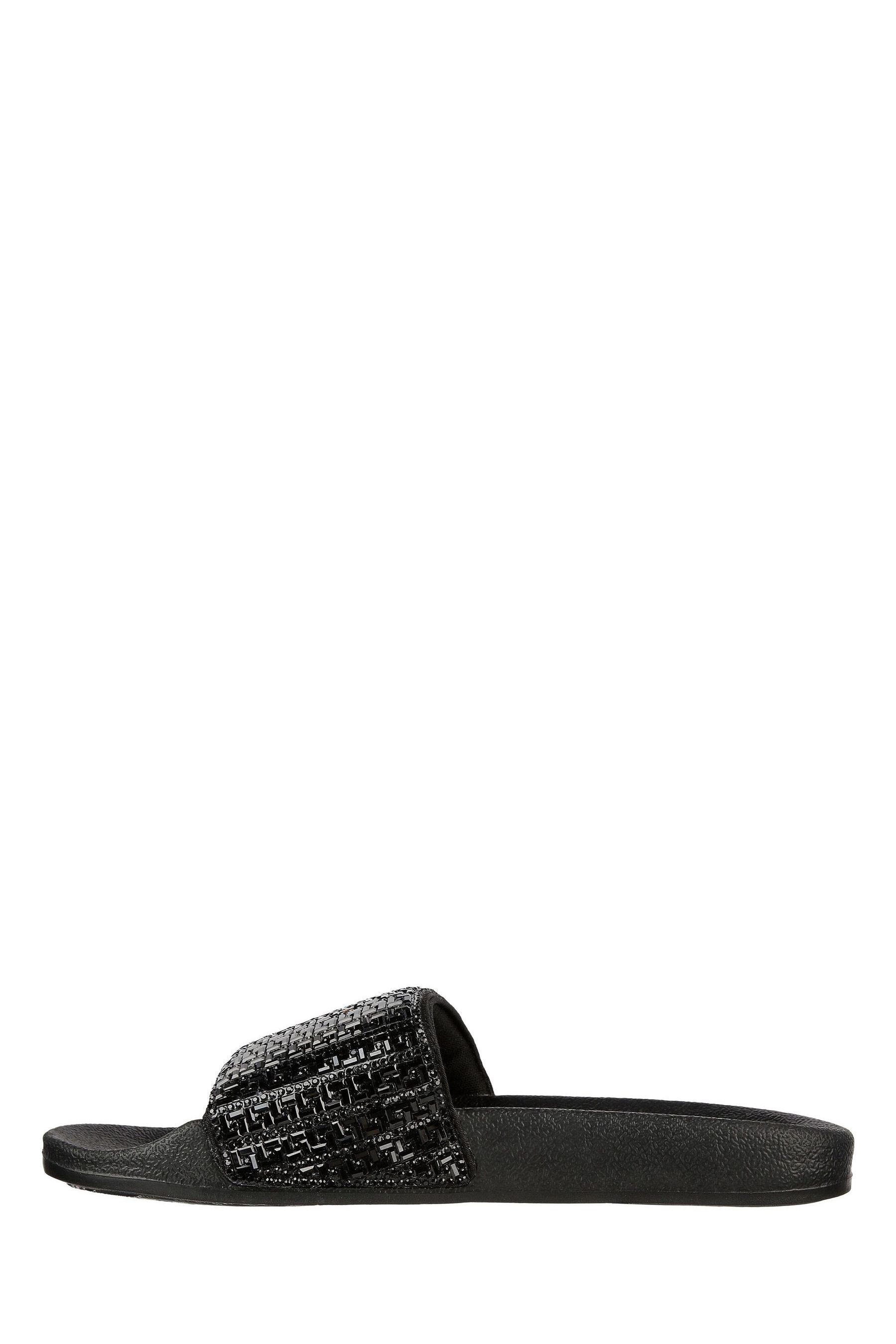 Skechers black slides on sale