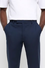 River Island Blue Tapered Fit Chino Trousers With Belt Loops - Image 4 of 6