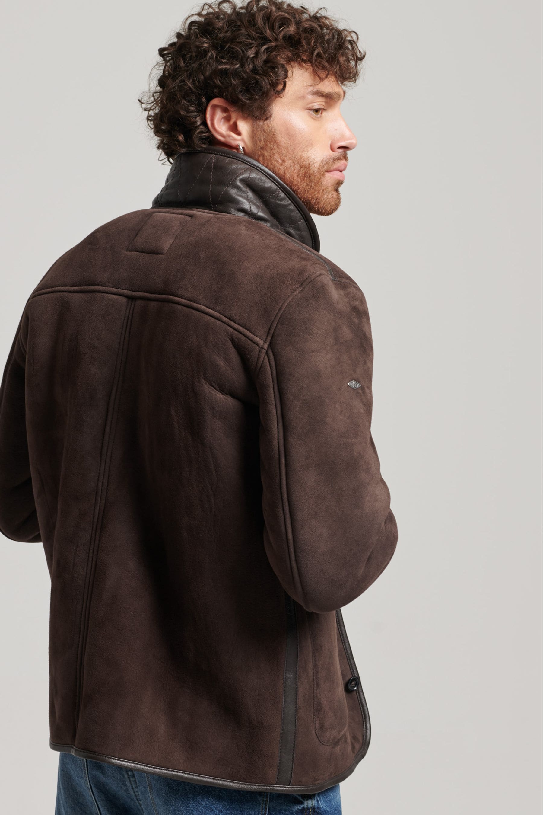 Superdry Brown Shearling Mens Deck Jacket