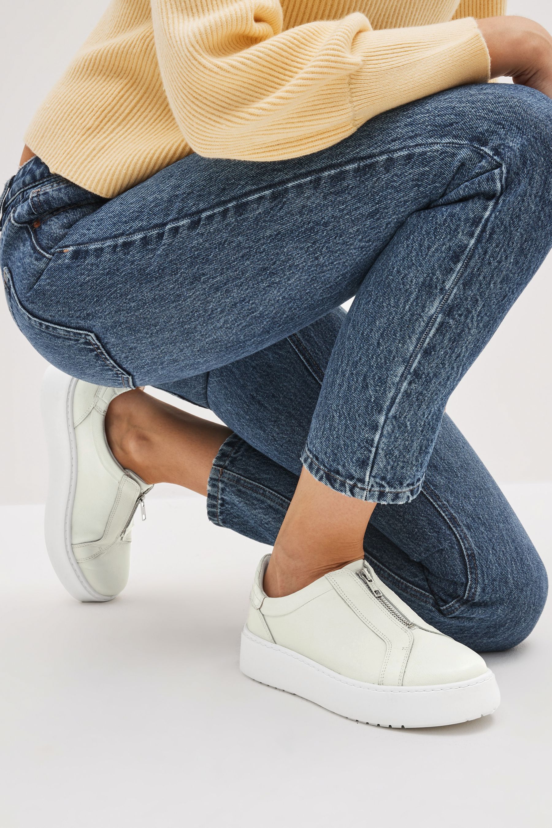 Buy White Signature Forever Comfort Leather Chunky Zip Trainers from Next Luxembourg