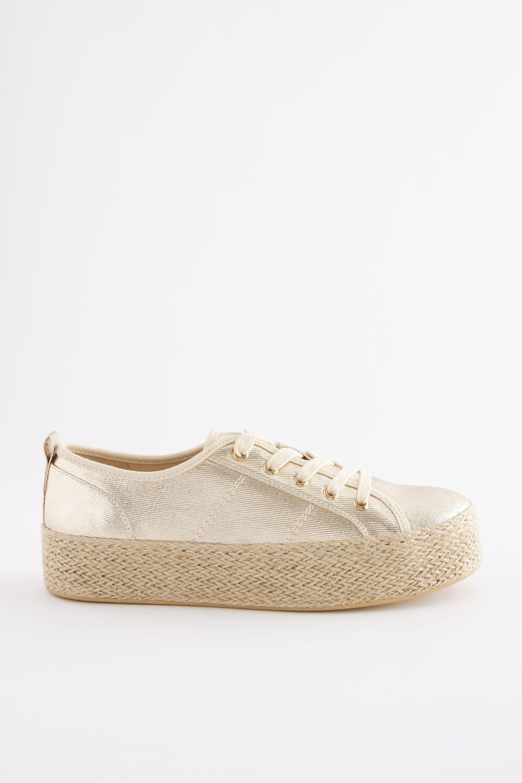 Buy Gold Forever Comfort Espadrille Flatform Trainers from Next Luxembourg