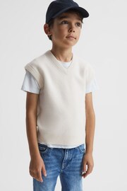 Reiss Ecru Fiji Junior Wool Blend Knitted Vest - Image 1 of 7