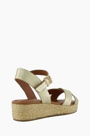 Dune London Gold Womens Wide Fit Linnie Cross Strap Flatform Sandals - Image 5 of 6