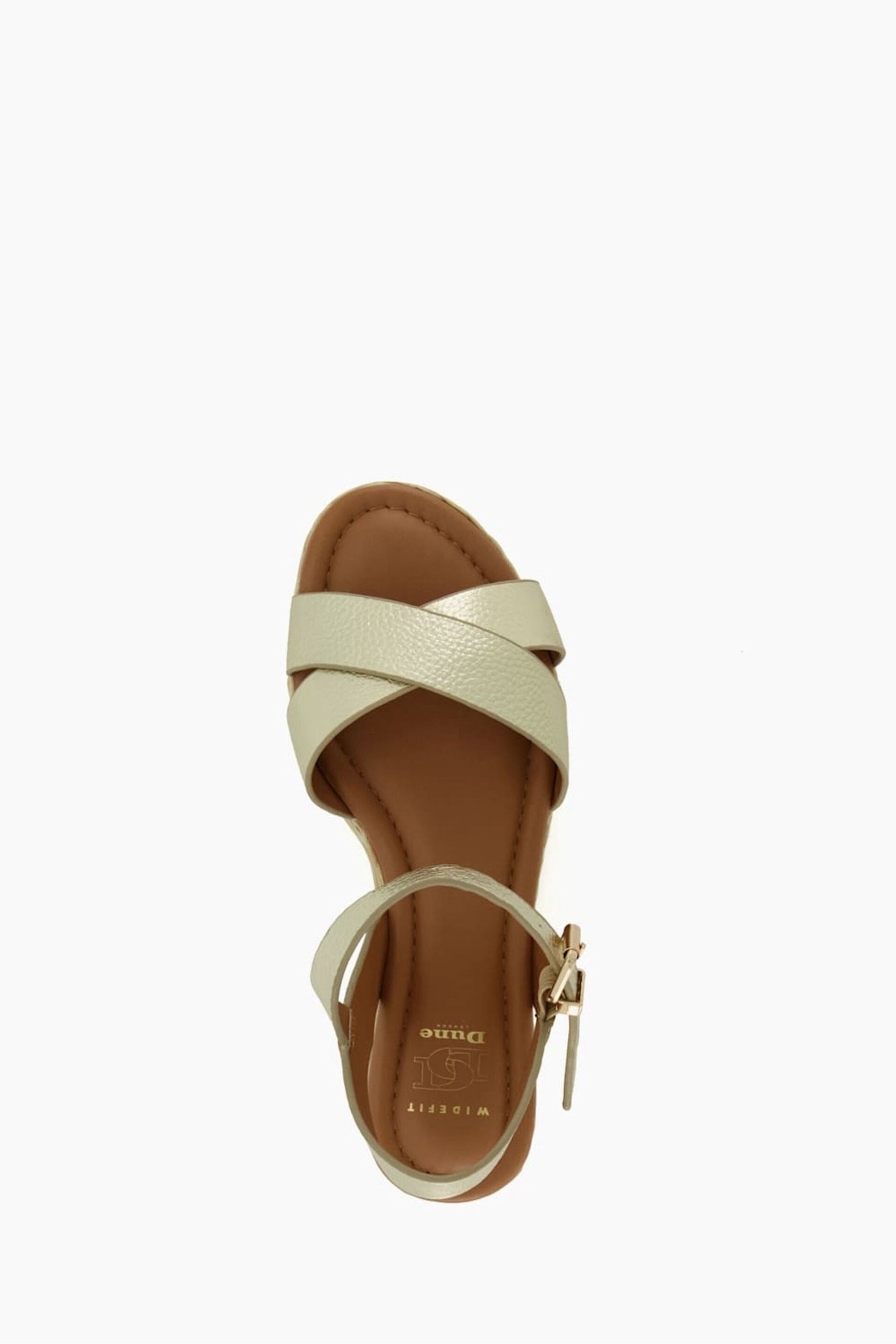 Dune London Gold Womens Wide Fit Linnie Cross Strap Flatform Sandals - Image 6 of 6