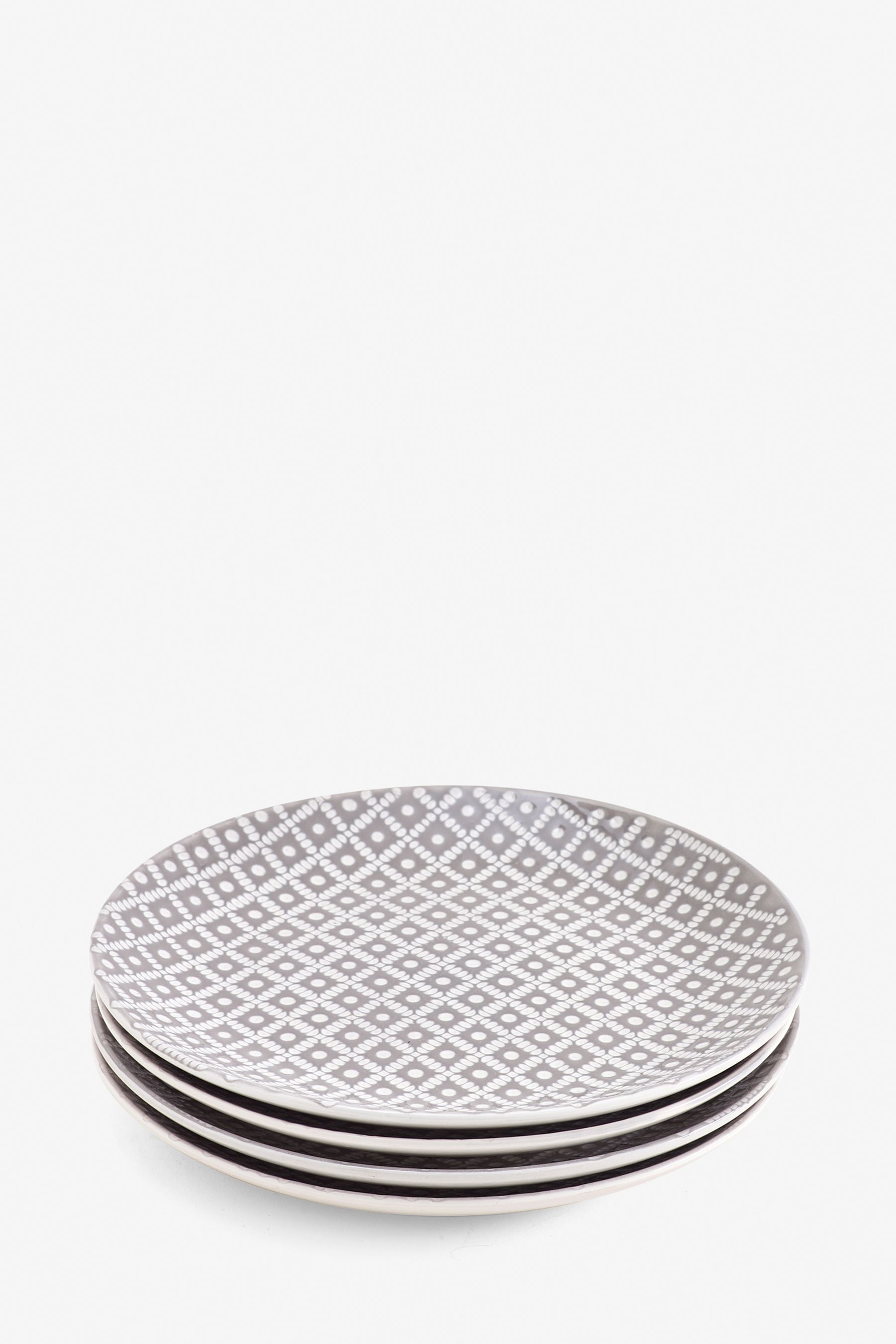 Buy Grey Grey Geo Embossed Dinnerware Set of 4 Side Plates from Next Luxembourg