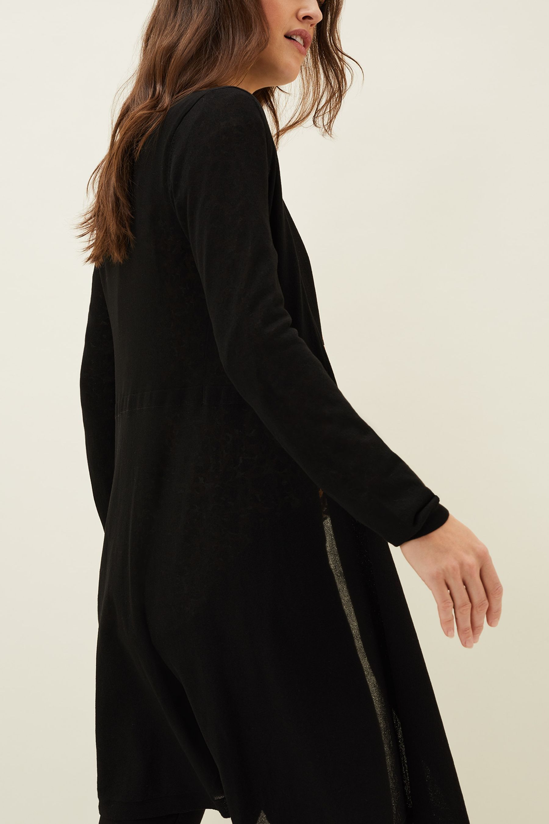 Buy Phase Eight Black Sheer Lili Longline Cardigan from Next Oman