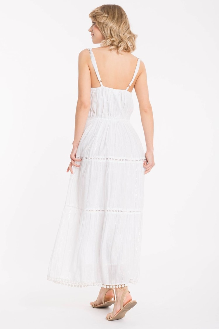 Iconique White Vulcano Strappy Maxi Beach Holiday Dress - Image 3 of 3