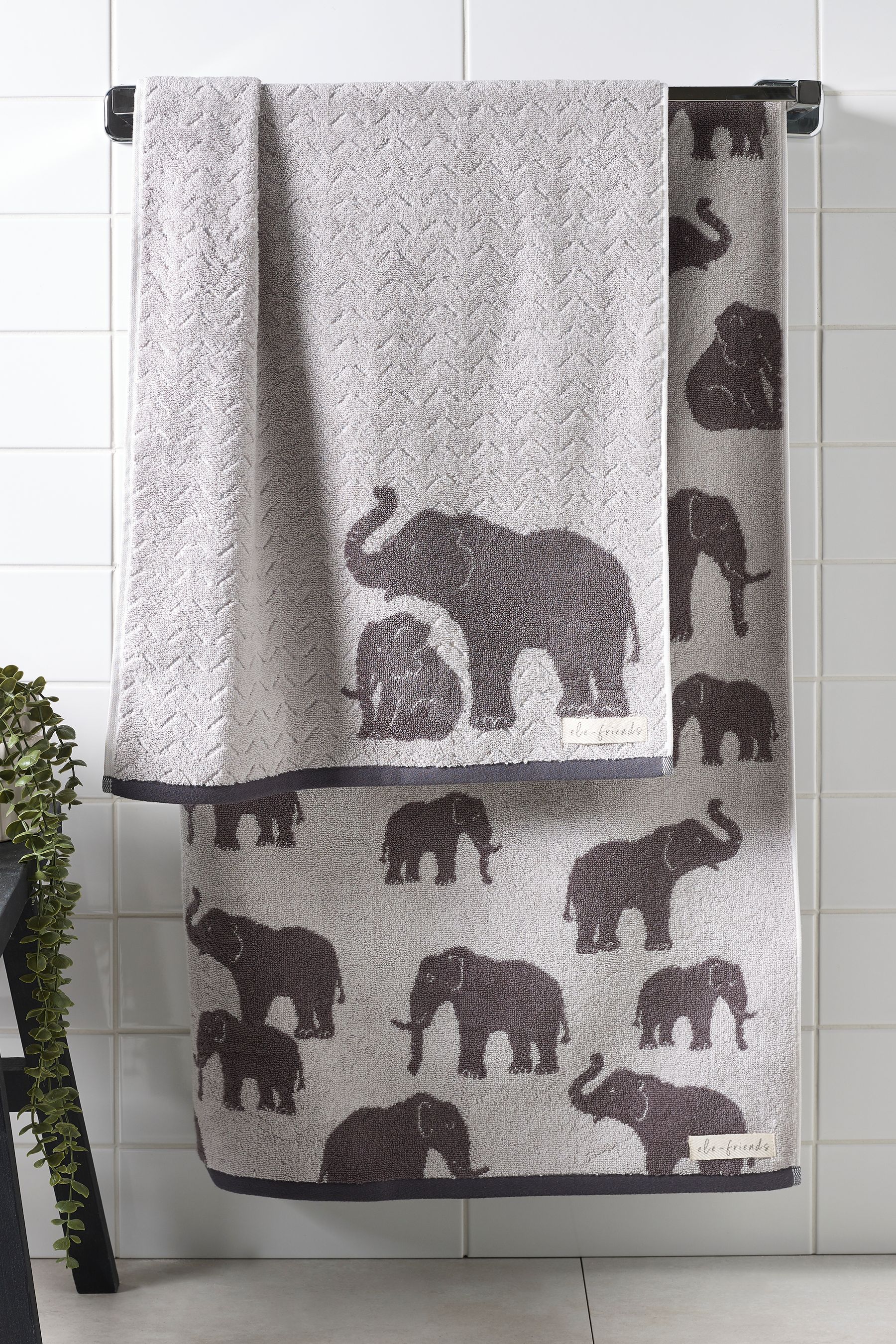 Buy Grey Elephants 100 Cotton Towel from Next Ireland