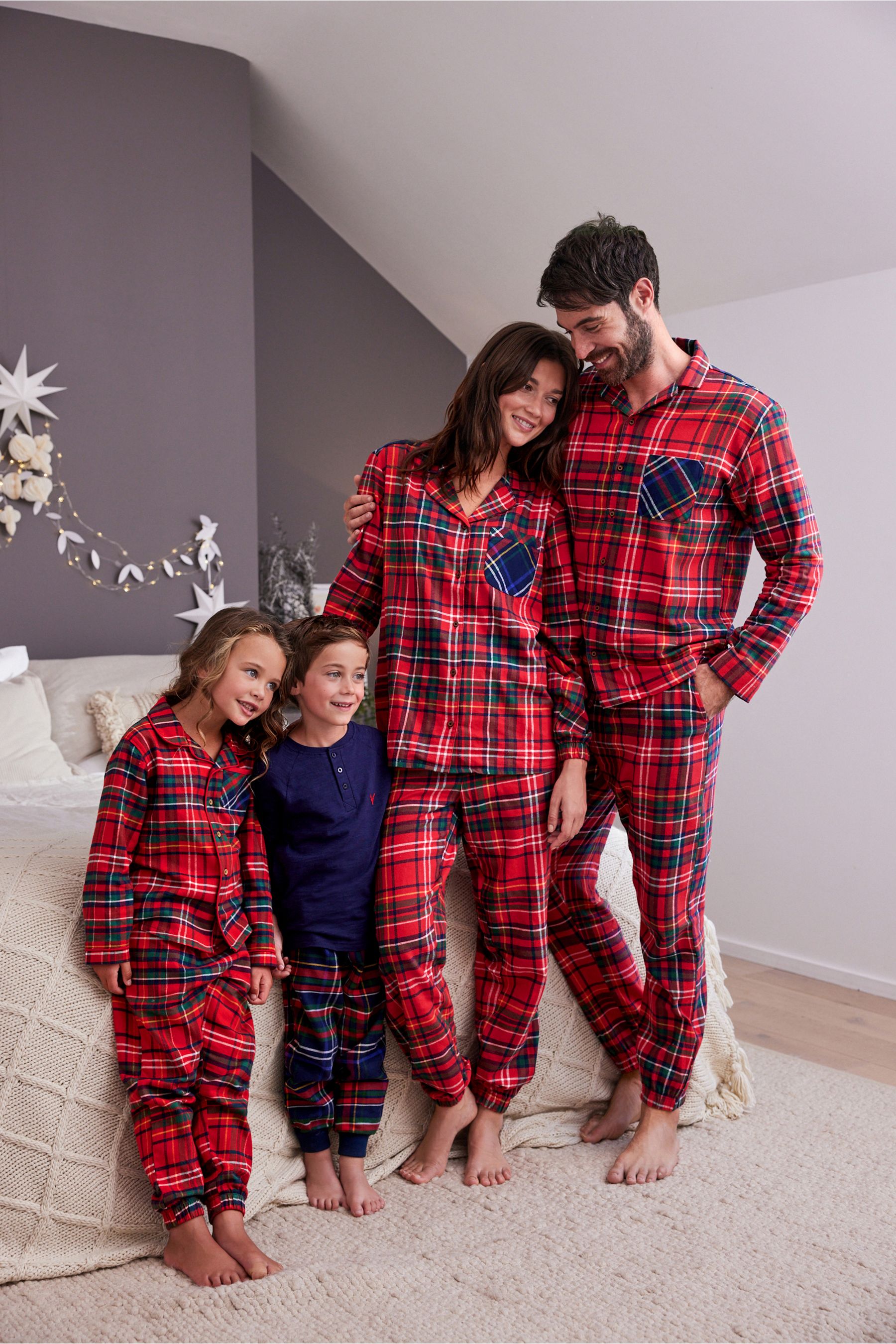 Red check pyjamas family best sale