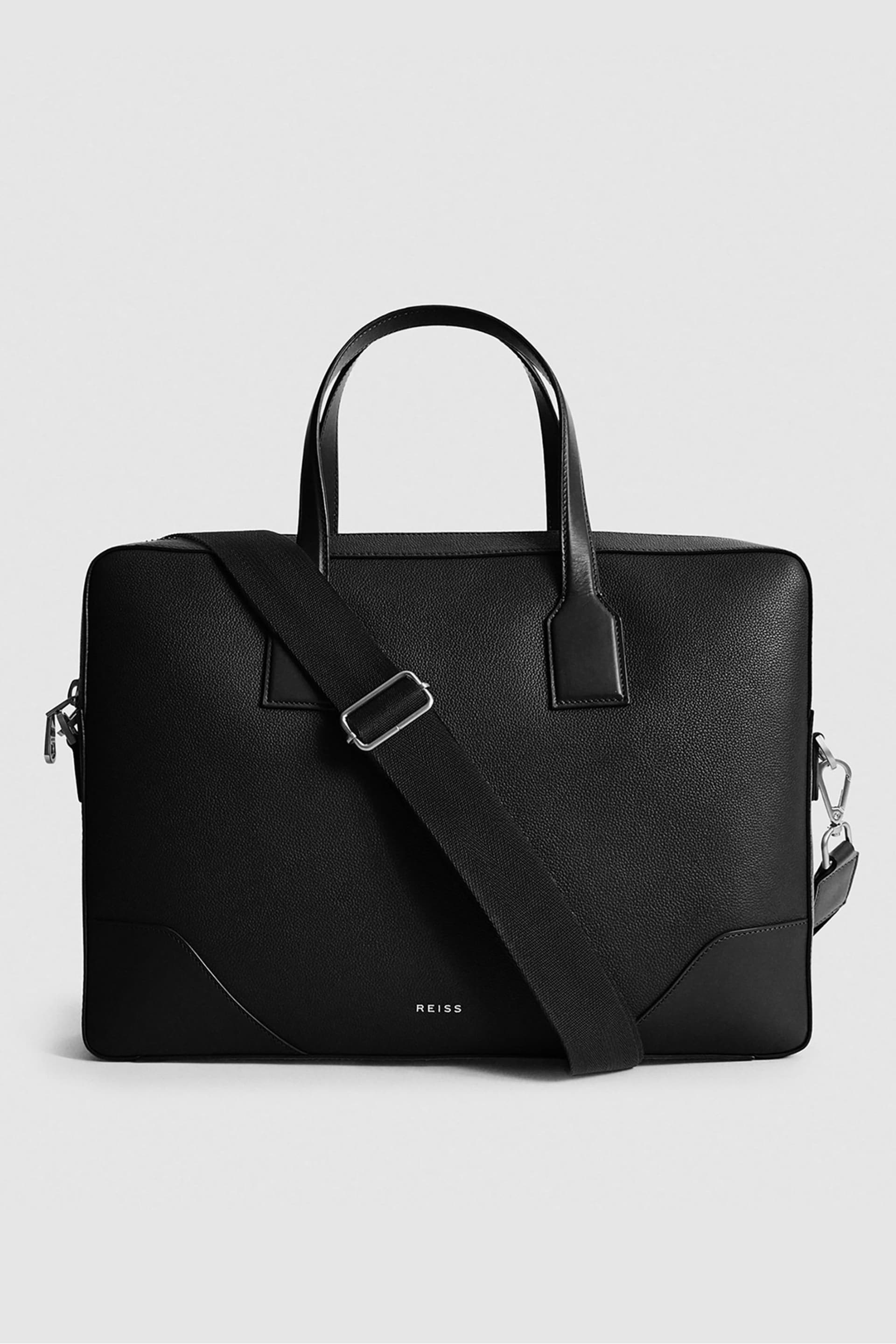 Reiss Black Elliott Leather Briefcase - Image 3 of 5