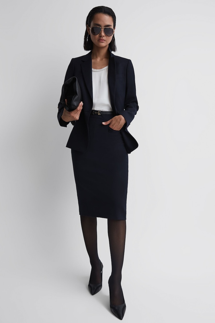 Reiss Navy Haisley Tailored Pencil Skirt - Image 5 of 5