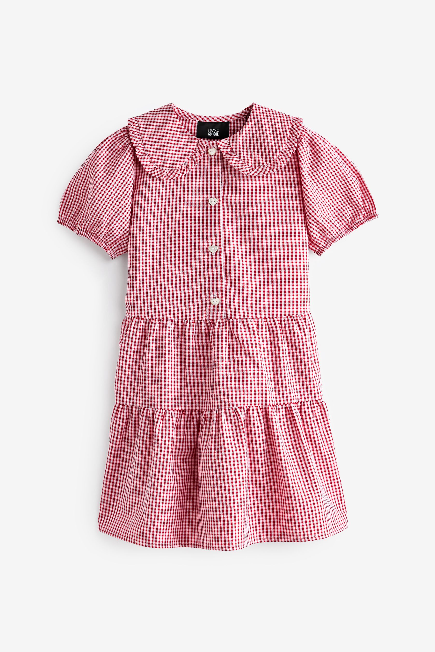 Buy Red Cotton Rich School Gingham Tiered Pretty Collar Dress 3 14yrs from the Next UK online shop