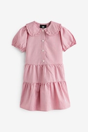 Red Cotton Rich School Gingham Tiered Pretty Collar Dress (3-14yrs) - Image 5 of 7
