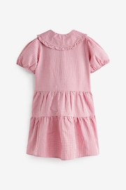 Red Cotton Rich School Gingham Tiered Pretty Collar Dress (3-14yrs) - Image 6 of 7