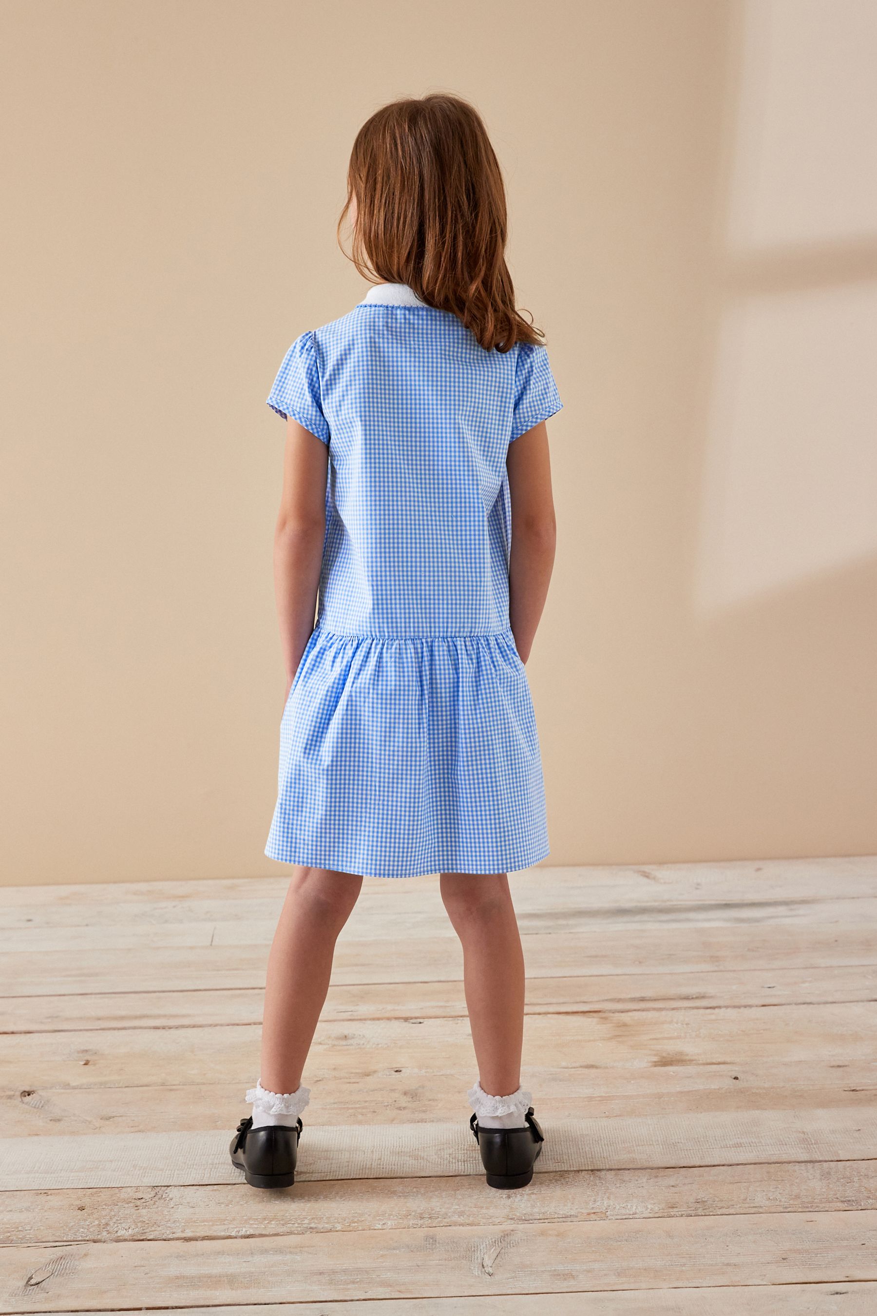 Blue school gingham dress hot sale
