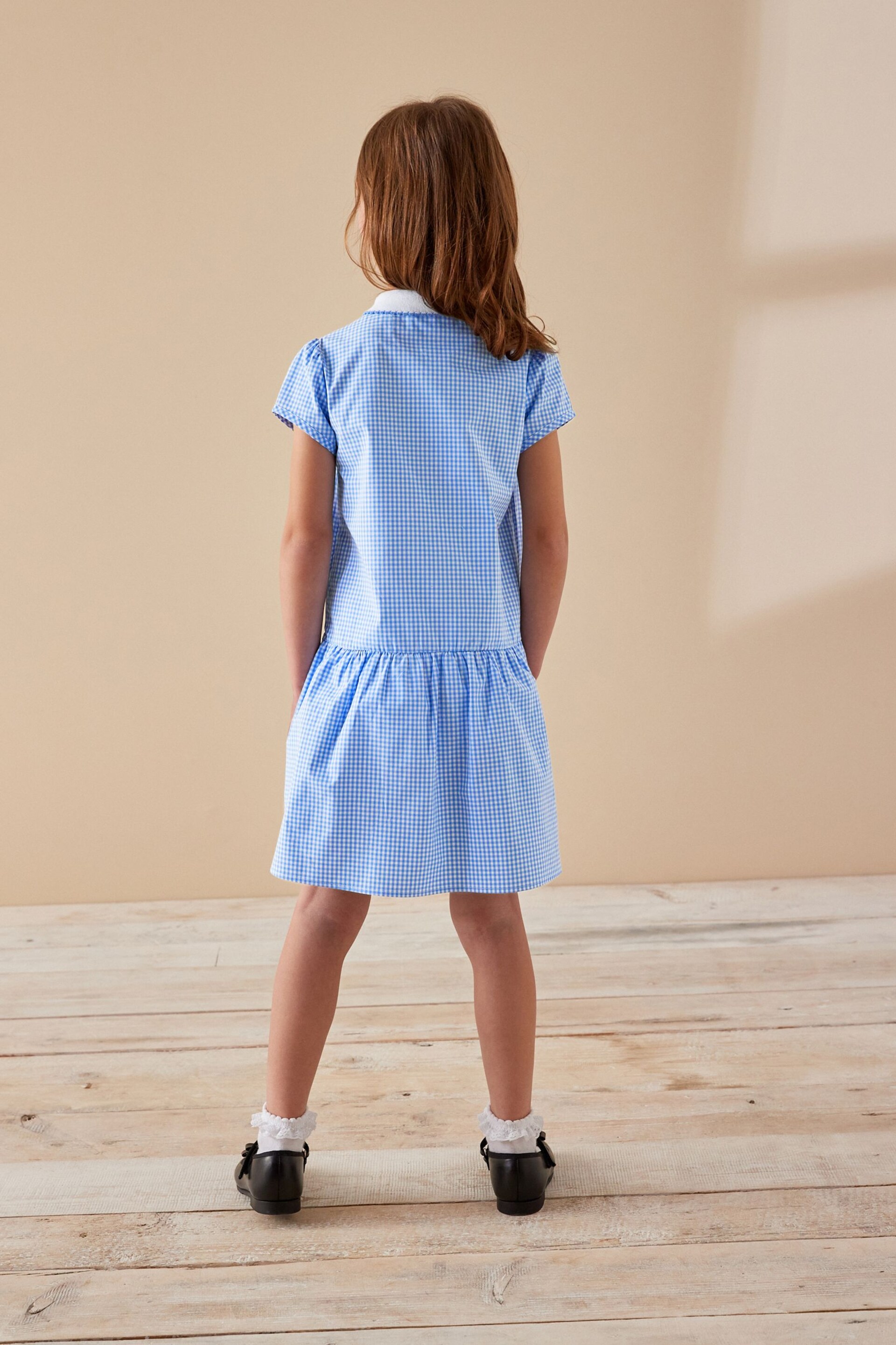 Blue Cotton Rich School Gingham Zip Dress (3-14yrs) - Image 2 of 8