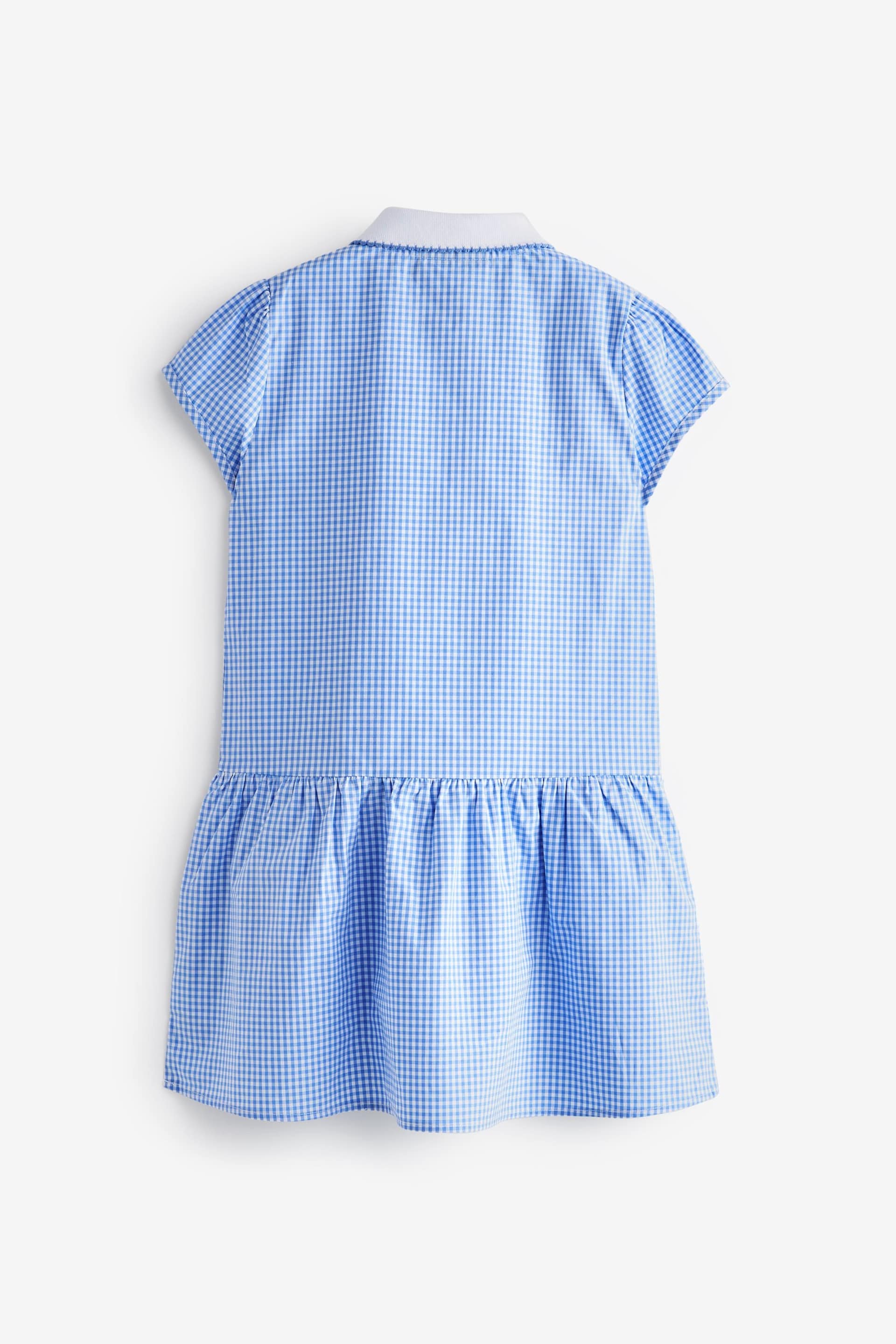 Blue Cotton Rich School Gingham Zip Dress (3-14yrs) - Image 7 of 8