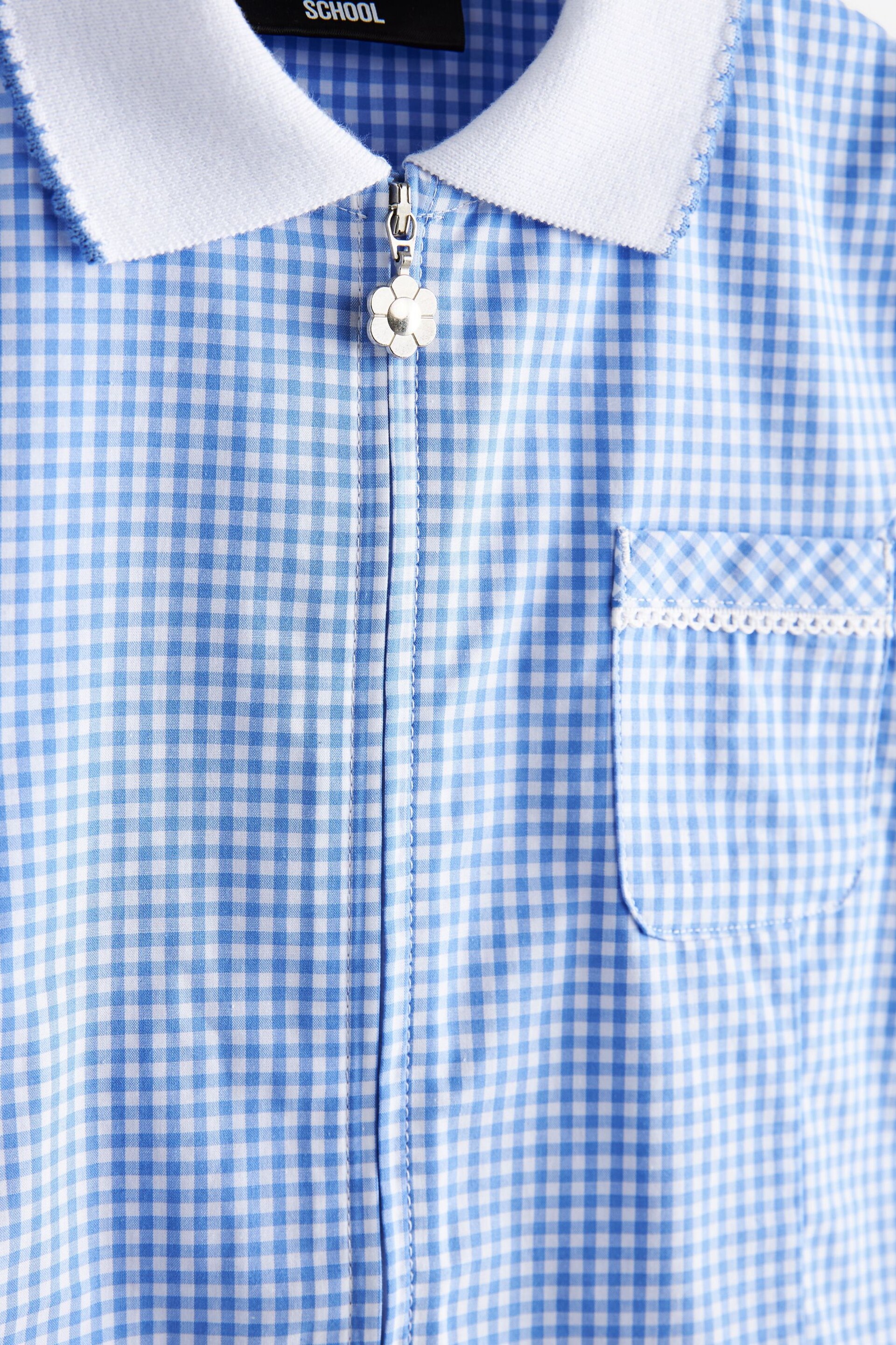 Blue Cotton Rich School Gingham Zip Dress (3-14yrs) - Image 8 of 8