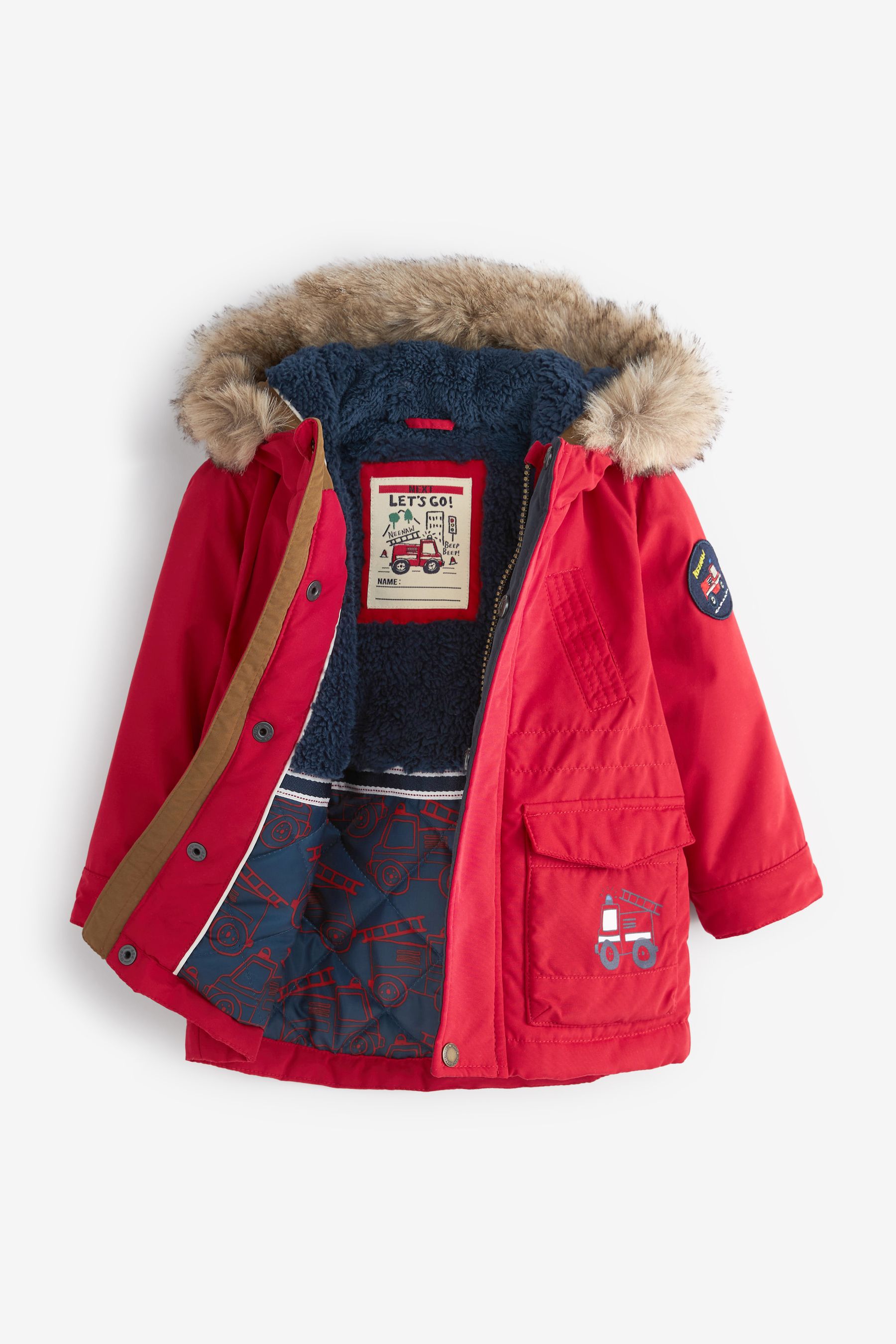 Buy Red Faux Fur Hooded Parka Coat 3mths 7yrs from Next Luxembourg