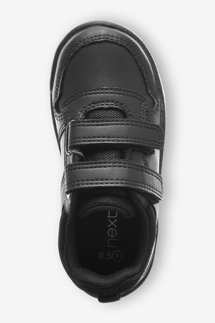 Black Standard Fit (F) Double Strap Touch Fastening School Trainers - Image 7 of 13