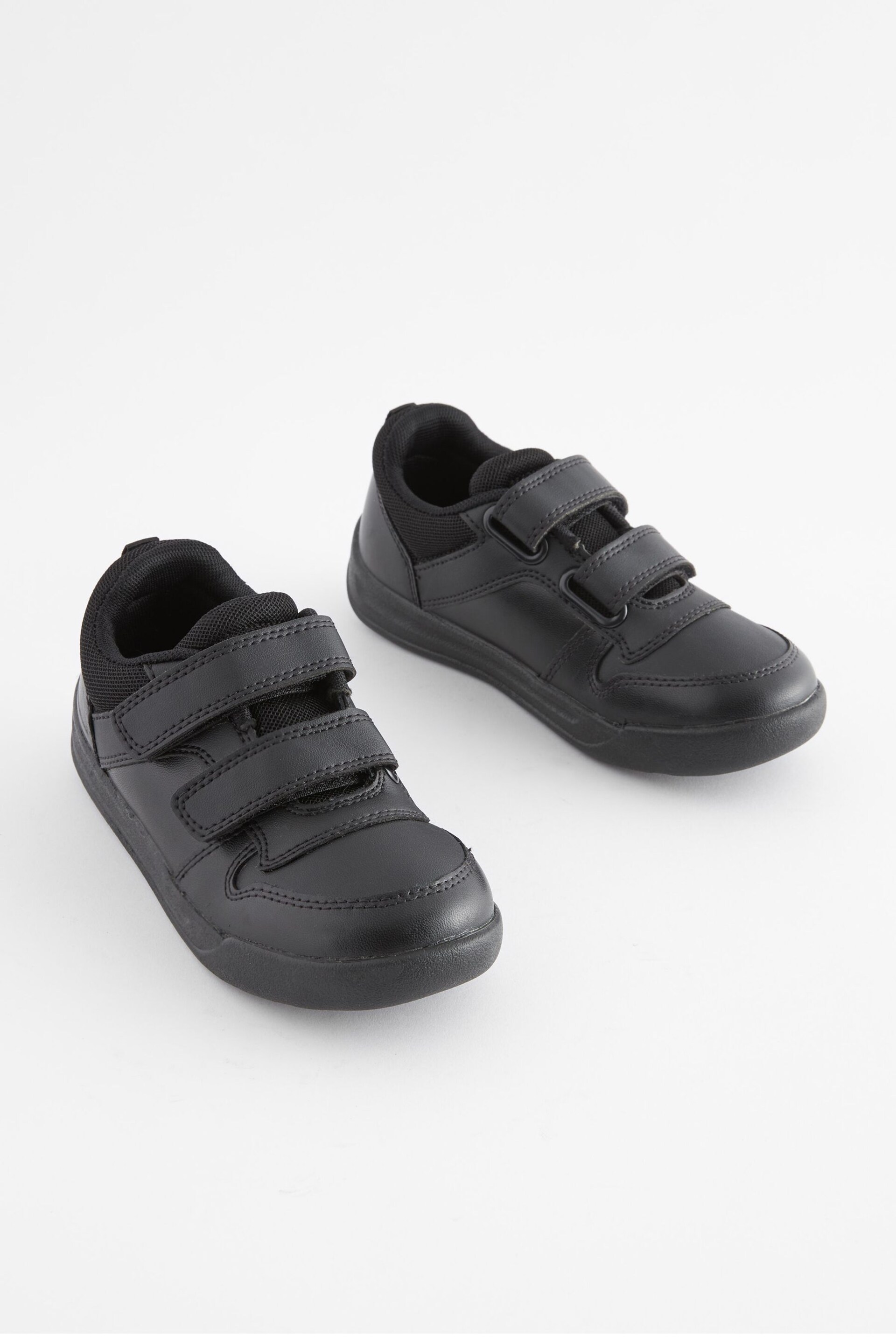 Black Strap Touch Fasten Wide Fit (G) School Trainers - Image 6 of 10