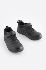 Black Elastic Lace Single Strap Wide Fit (G) School Trainers - Image 2 of 5