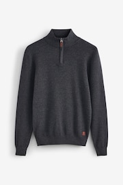 Charcoal Grey Zip Neck Knitted Premium Regular Fit Jumper - Image 6 of 7