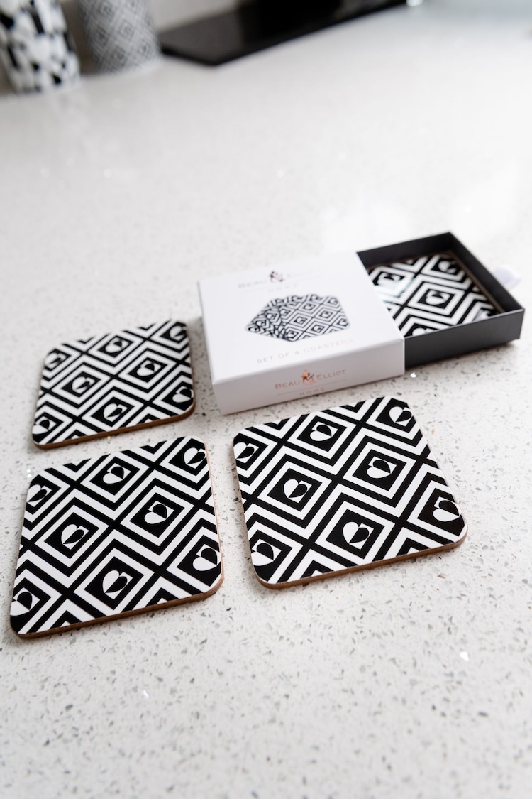 Beau And Elliot Set of 4 White Monochrome Tile - Image 2 of 8