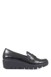 Pavers Black Ladies High-Shine Wedge Loafers - Image 1 of 5