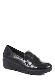 Pavers Black Ladies High-Shine Wedge Loafers - Image 2 of 5