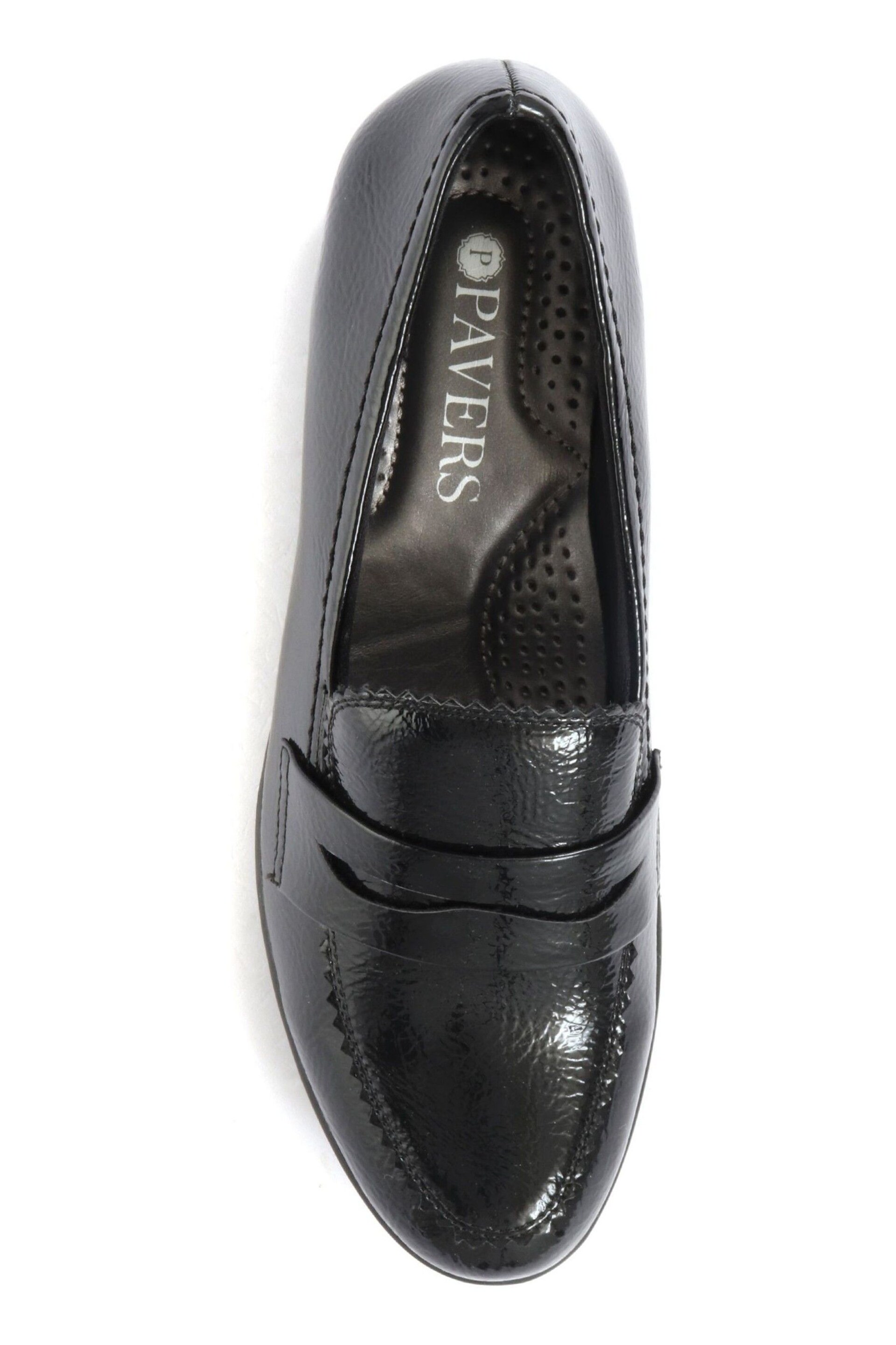 Pavers Black Ladies High-Shine Wedge Loafers - Image 4 of 5