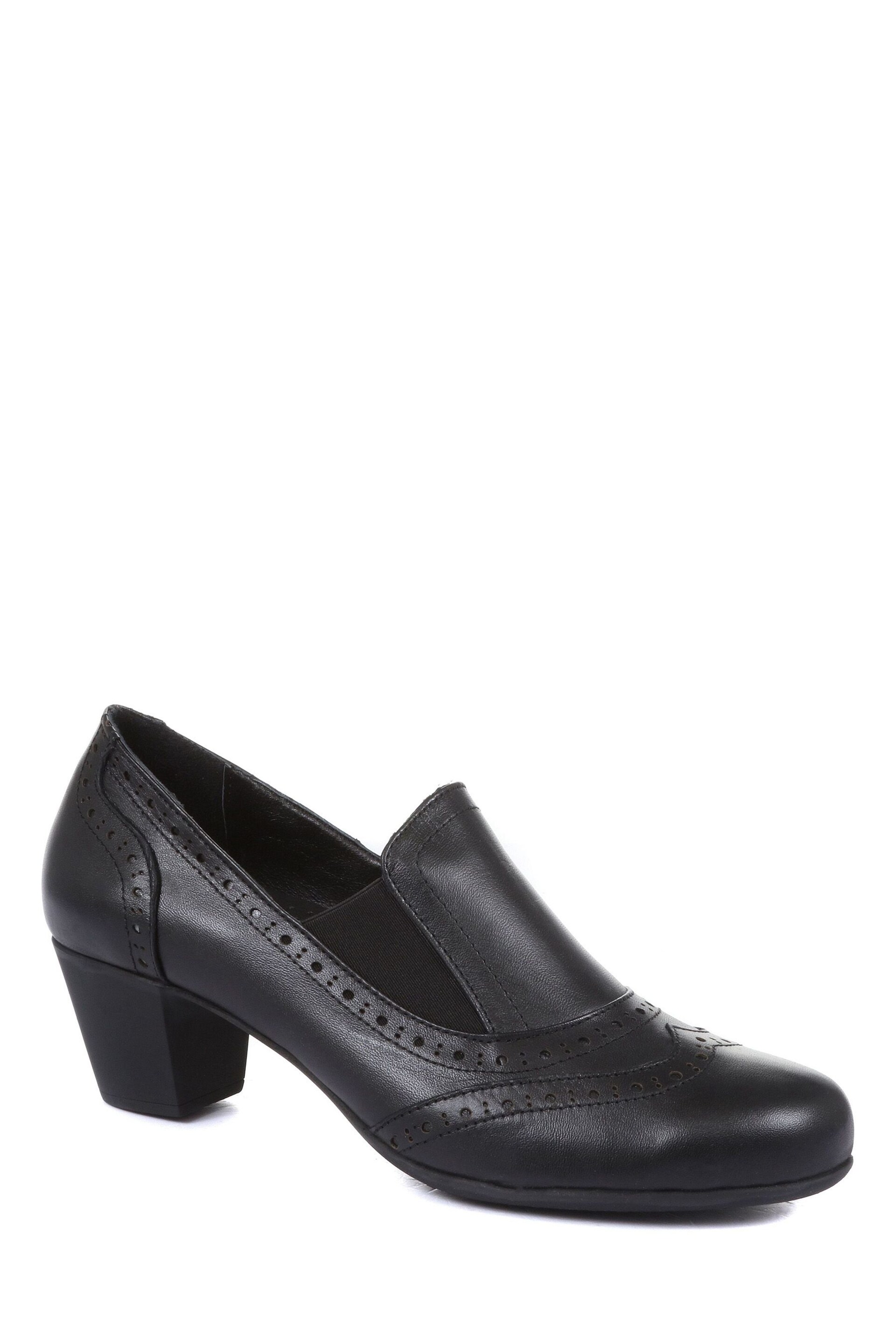 Pavers Black Ladies Leather Heeled Shoes - Image 2 of 5