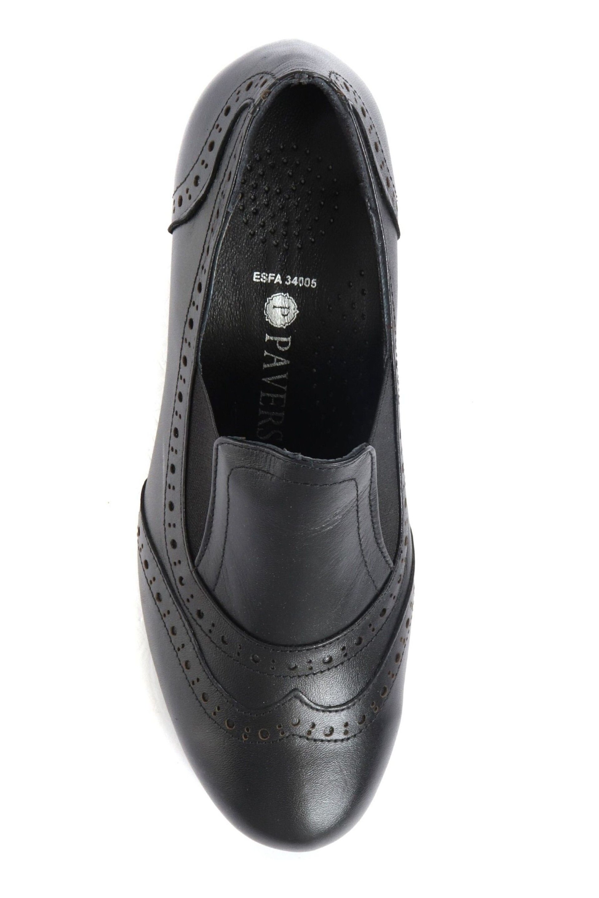 Pavers Black Ladies Leather Heeled Shoes - Image 4 of 5
