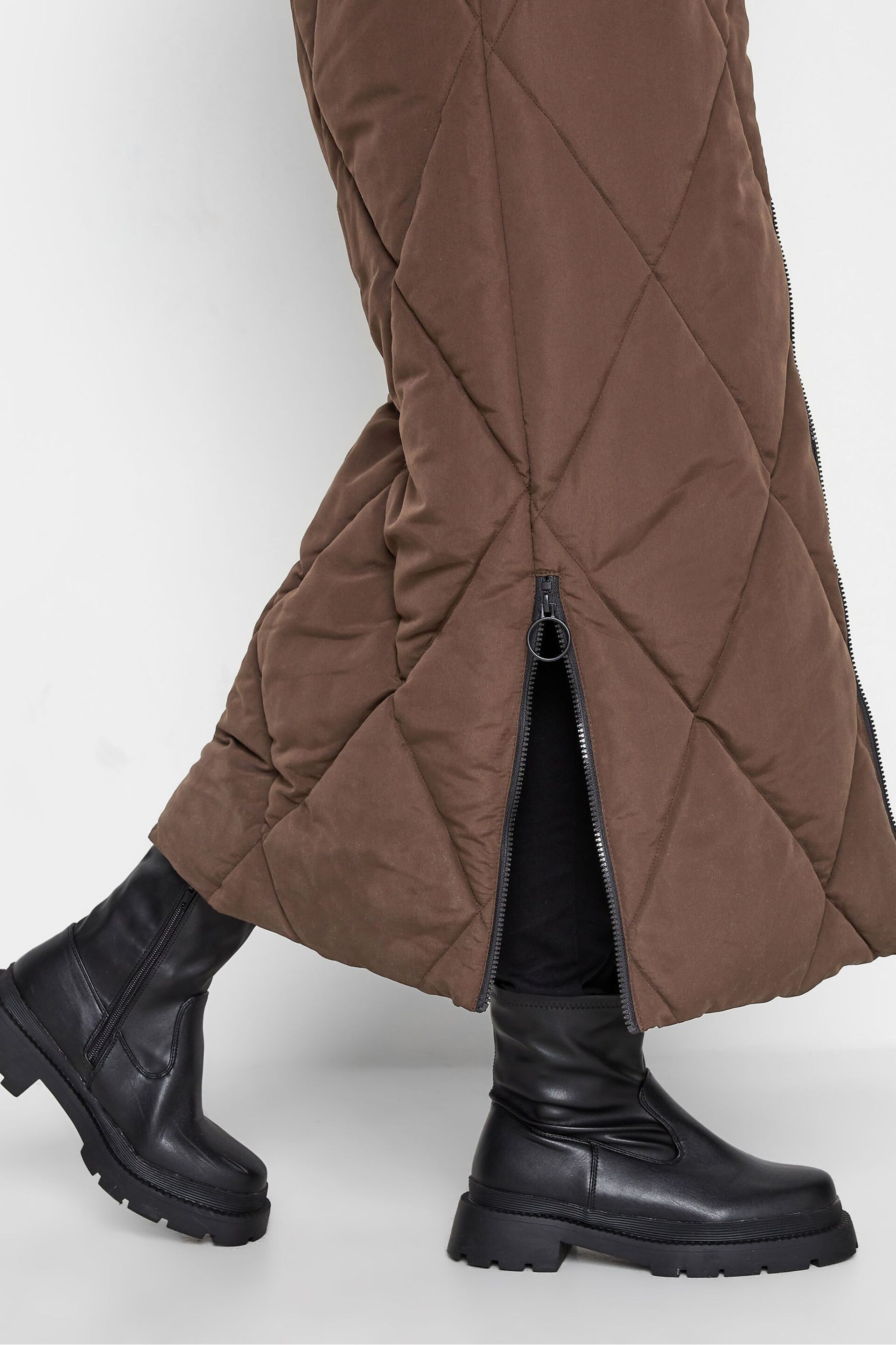 Long Tall Sally Brown Diamond Puffer Coat - Image 5 of 5