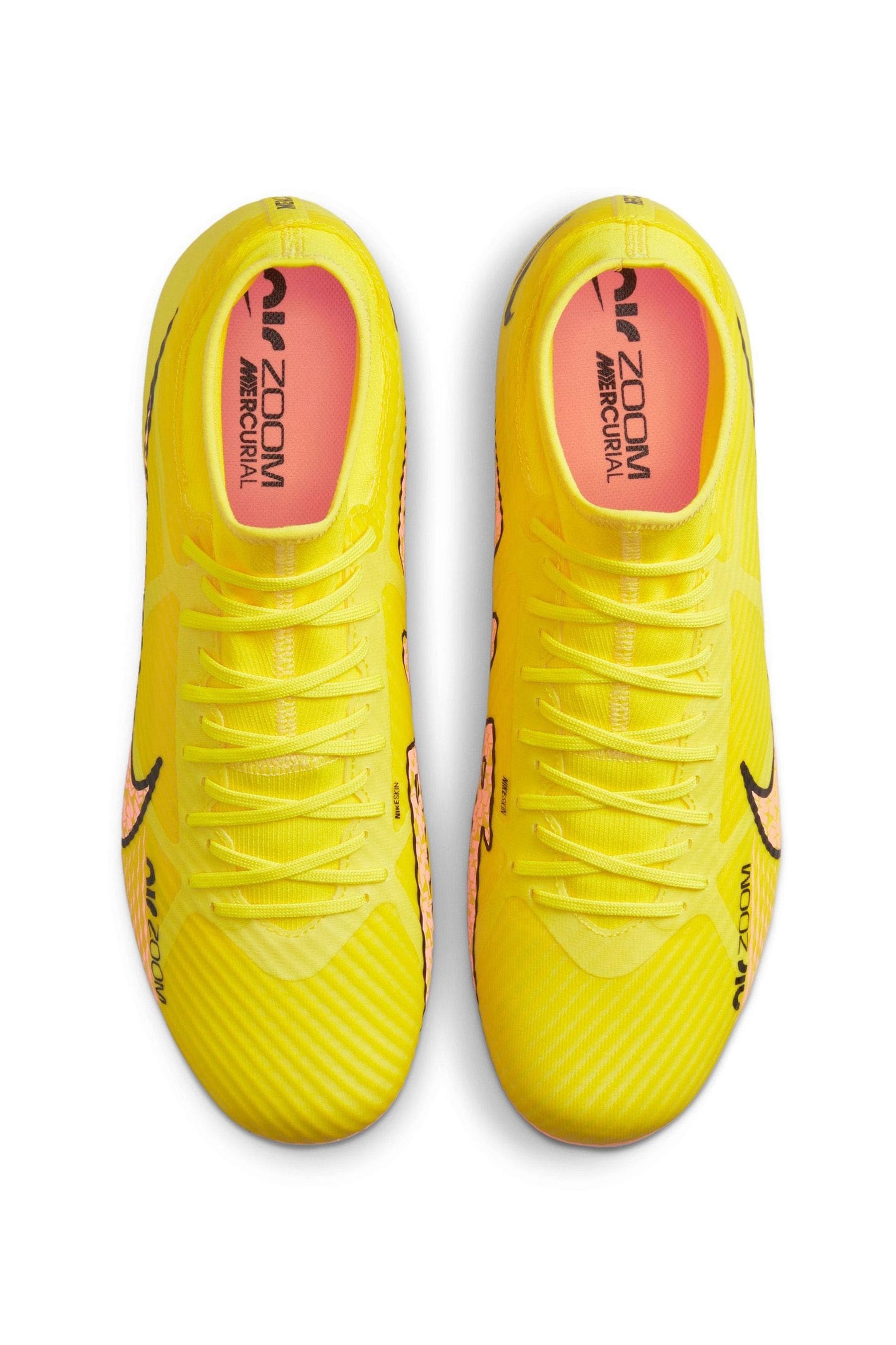 Buy Nike Yellow Zoom Mercurial Superfly 9 Firm Ground Football Boots from Next Luxembourg