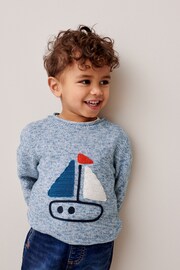 Blue Character Boat Knit Crew Jumper (3mths-7yrs) - Image 1 of 6