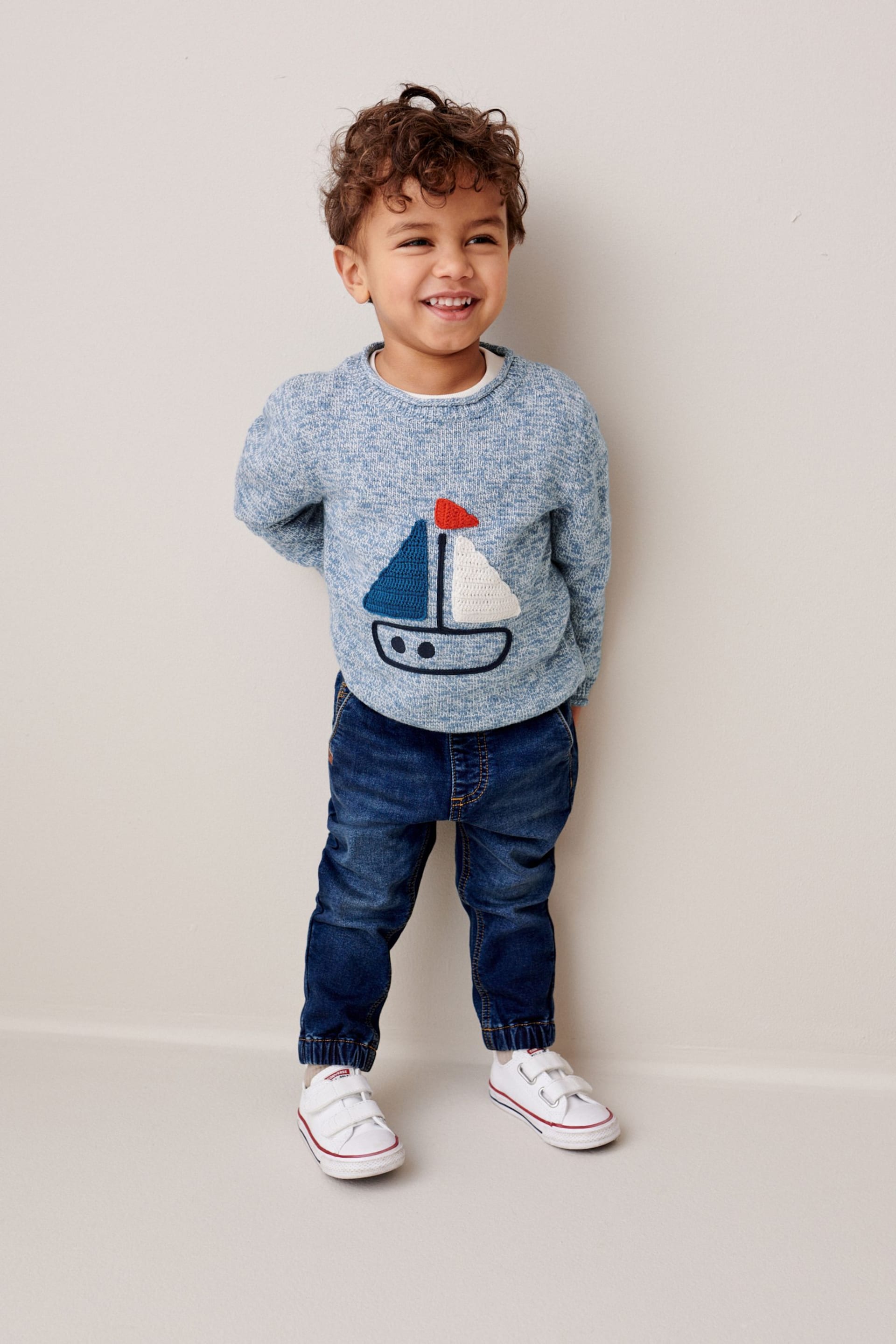 Blue Character Boat Knit Crew Jumper (3mths-7yrs) - Image 2 of 6