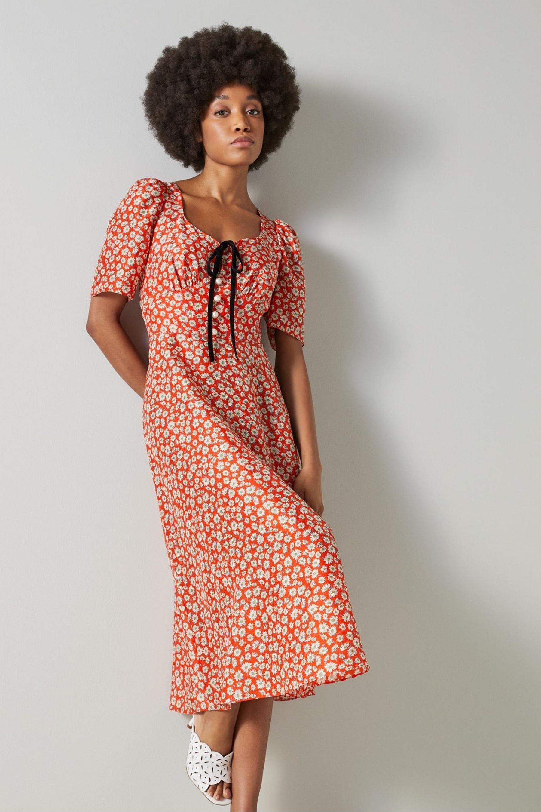Buy LK Bennett Julien Red Daisy Print Silk Dress from Next Luxembourg