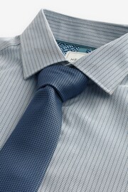 Neutral Brown/Blue Slim Fit Single Cuff Shirt And Tie Pack - Image 7 of 8