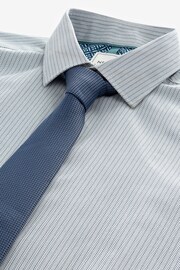 Neutral Brown/Blue Slim Fit Single Cuff Shirt And Tie Pack - Image 8 of 8