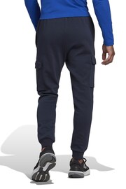 adidas Blue Sportswear Essentials Fleece Regular Tapered Cargo Joggers - Image 2 of 6