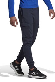 adidas Blue Sportswear Essentials Fleece Regular Tapered Cargo Joggers - Image 3 of 6