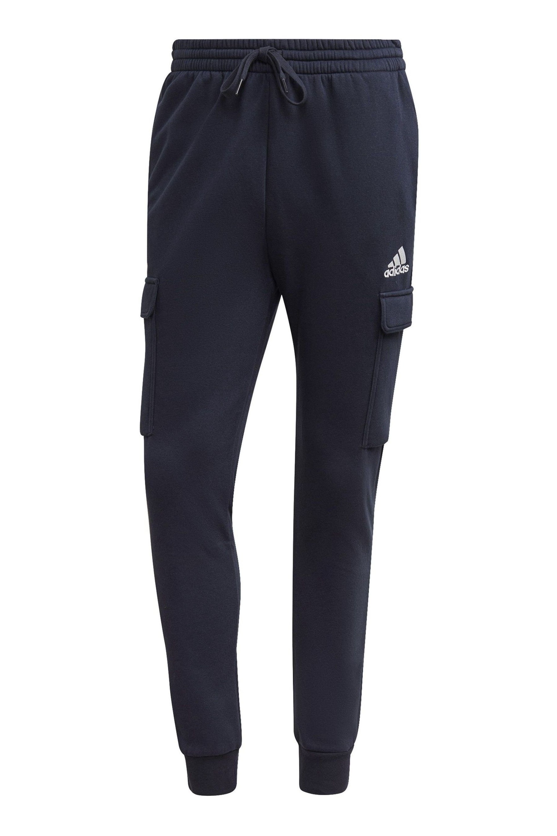 adidas Blue Sportswear Essentials Fleece Regular Tapered Cargo Joggers - Image 6 of 6