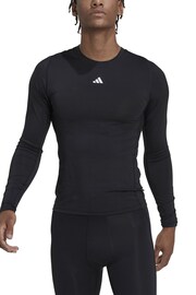 adidas Black Techfit Training Long Sleeve Top - Image 4 of 10