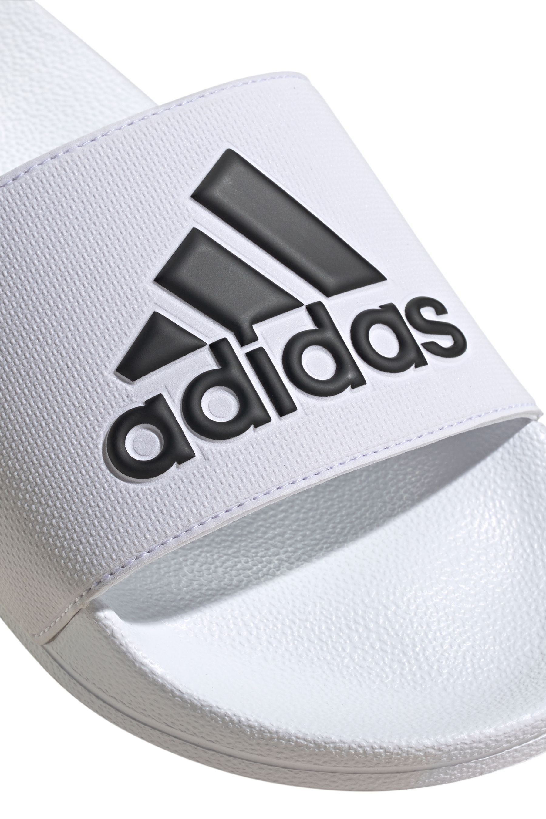 White and silver adidas slides cheap