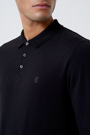 French Connection Long Sleeve Black Polo Shirt - Image 3 of 3