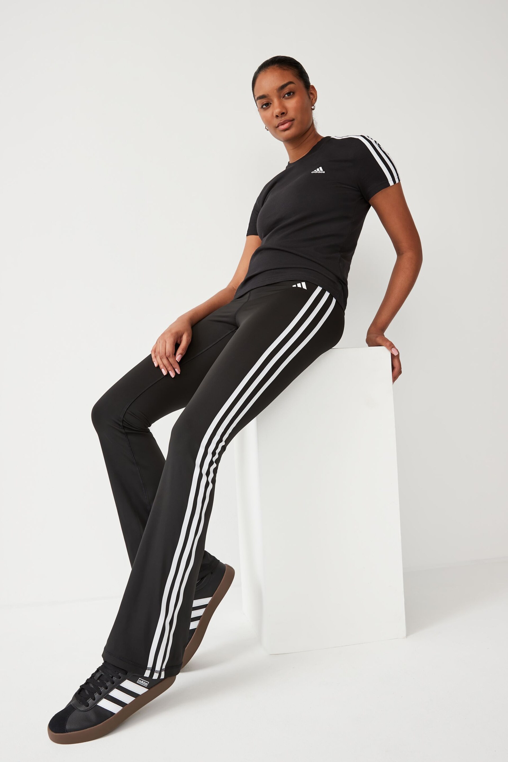 adidas Black Training Essentials Flared Leggings - Image 4 of 6