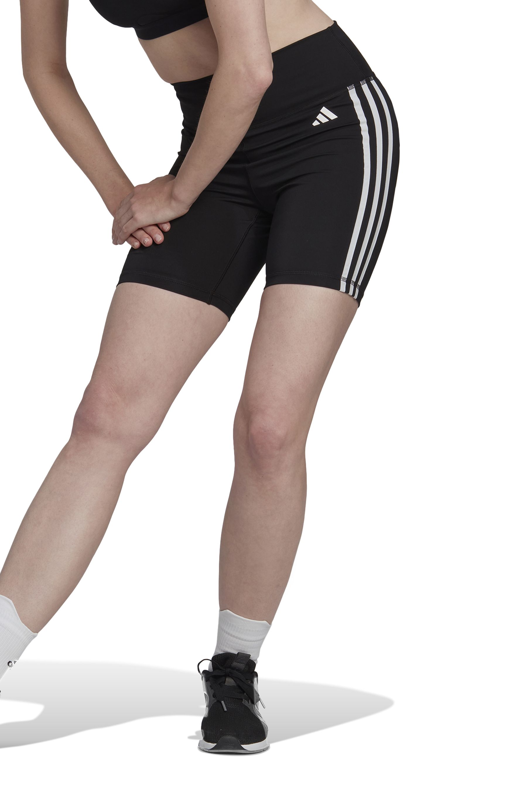Buy adidas Black Training Essentials 3 Stripes High Waisted Short Leggings from Next Luxembourg